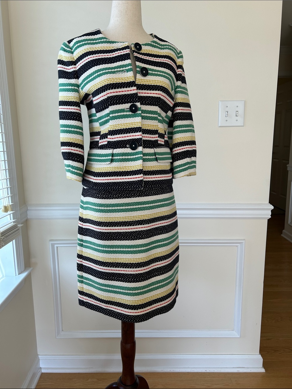 Brooks Brothers Striped Skirt and Jacket Two-Piece Set